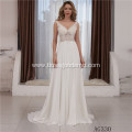 Modern Plain Style Simple V Neck Illusion Backless Bridal Gowns wedding dress cinderella